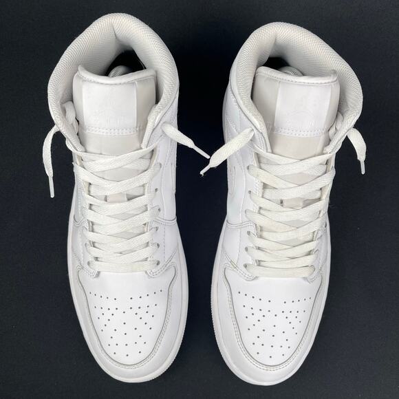 Nike Air Jordan 1 Mid Triple White Men Size 9.5 Leather Sneaker main image 6